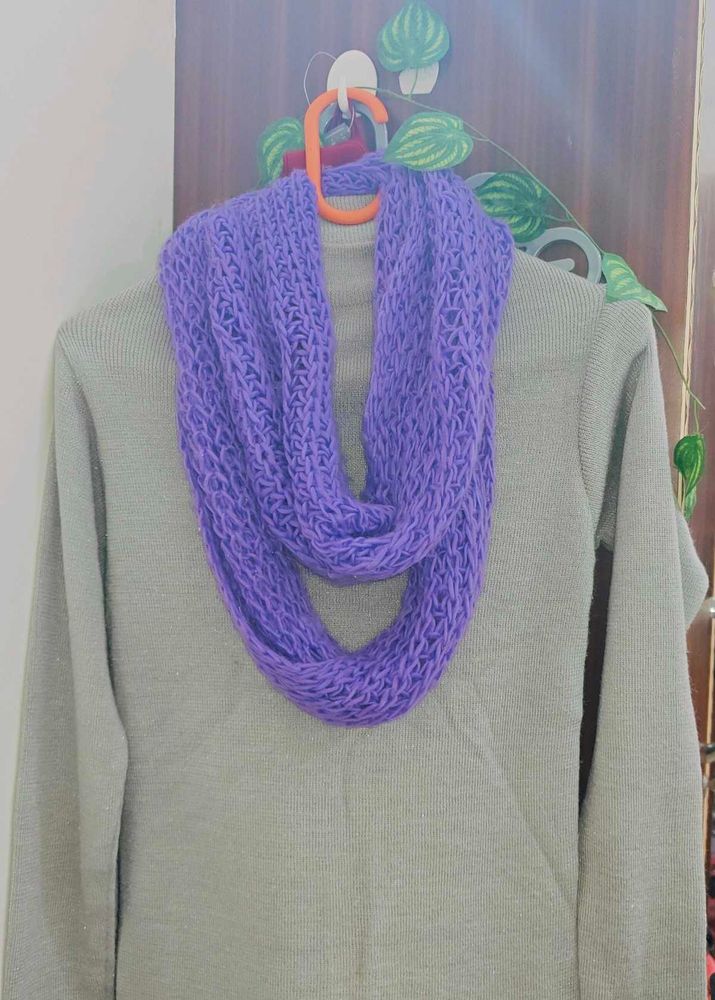 Combo - Grey Turtle Neck Sweater+Lavender muffler