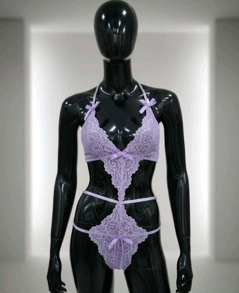 Sexy Lavender Lace Lingerie Set
