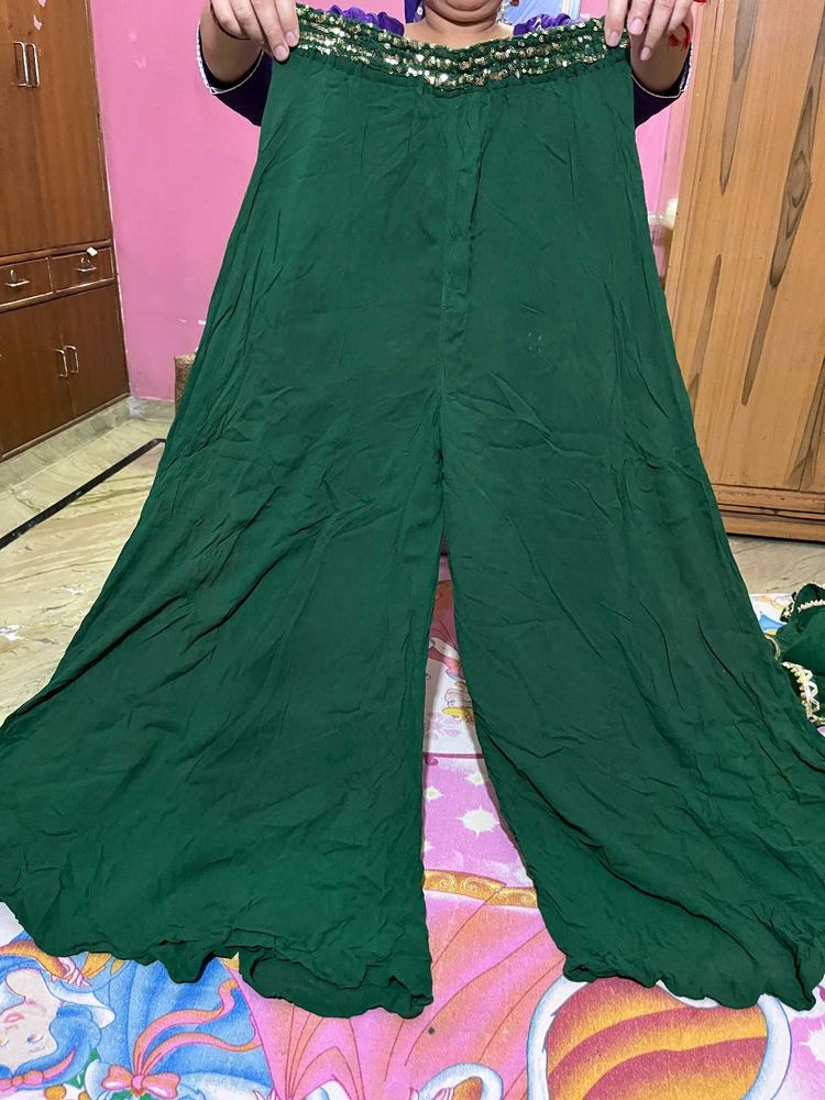 Green Sharara Suit With 2Choli For Women