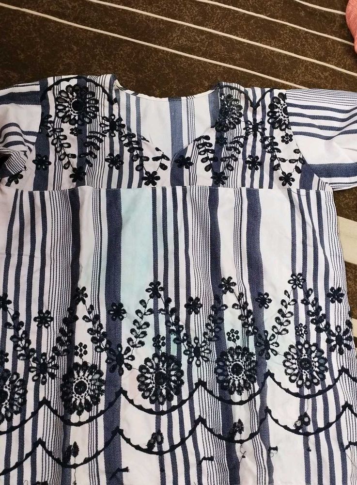 Striped Embroidered Top