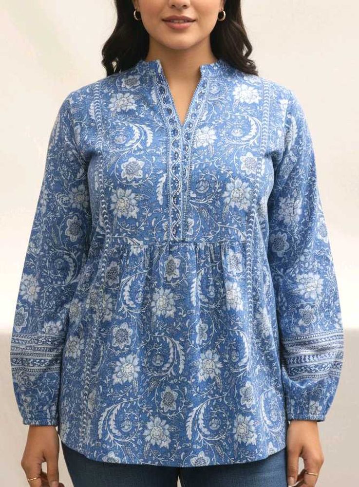 Floral Print Blue Top