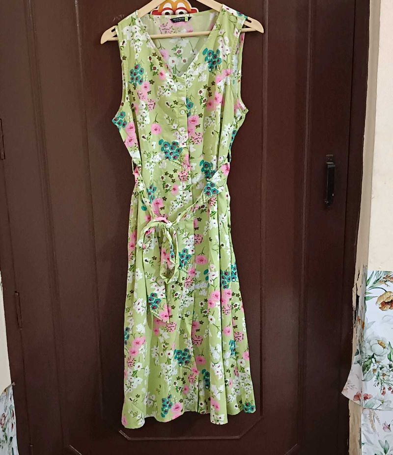 Lemon Green Floral Dress