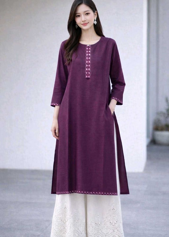 Elegant Purple Cotton Kurta