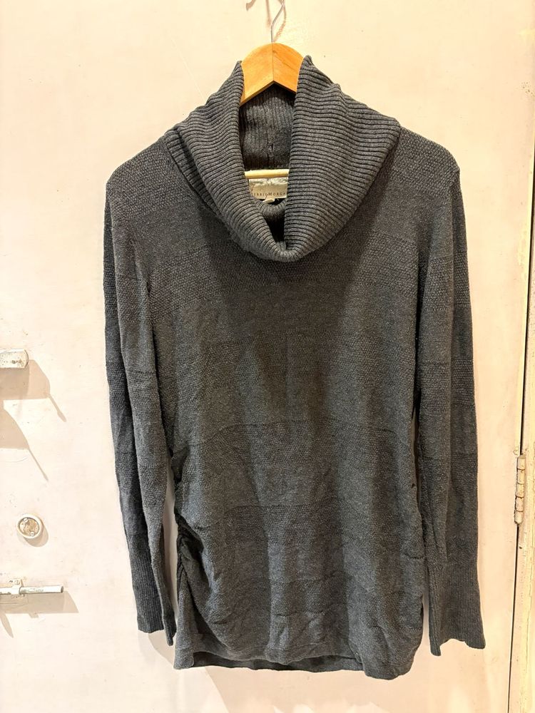 Grey Over Size Cowl Neck Pullover