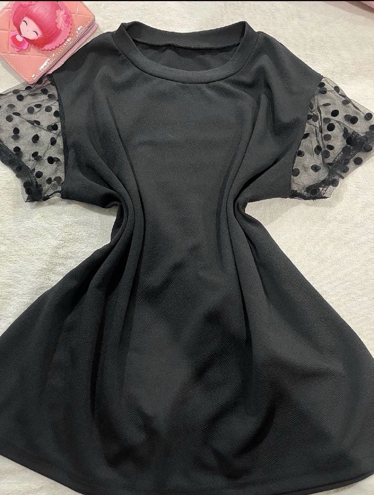 Black Top With Beautiful Net Sleeves