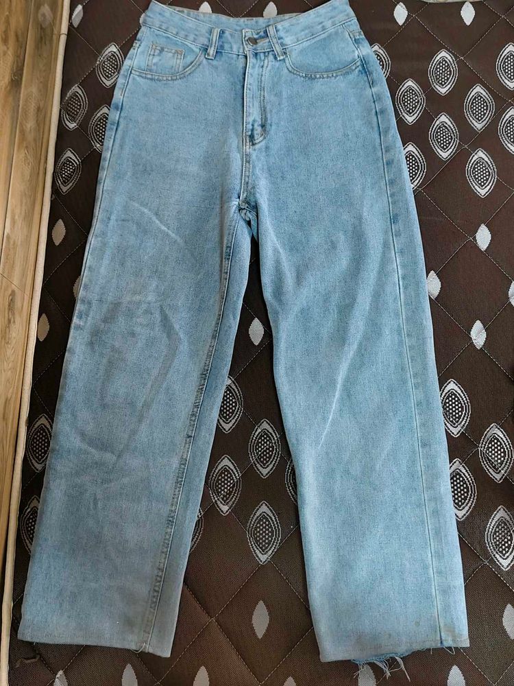 Light Wash Denim Straight Leg Jeans
