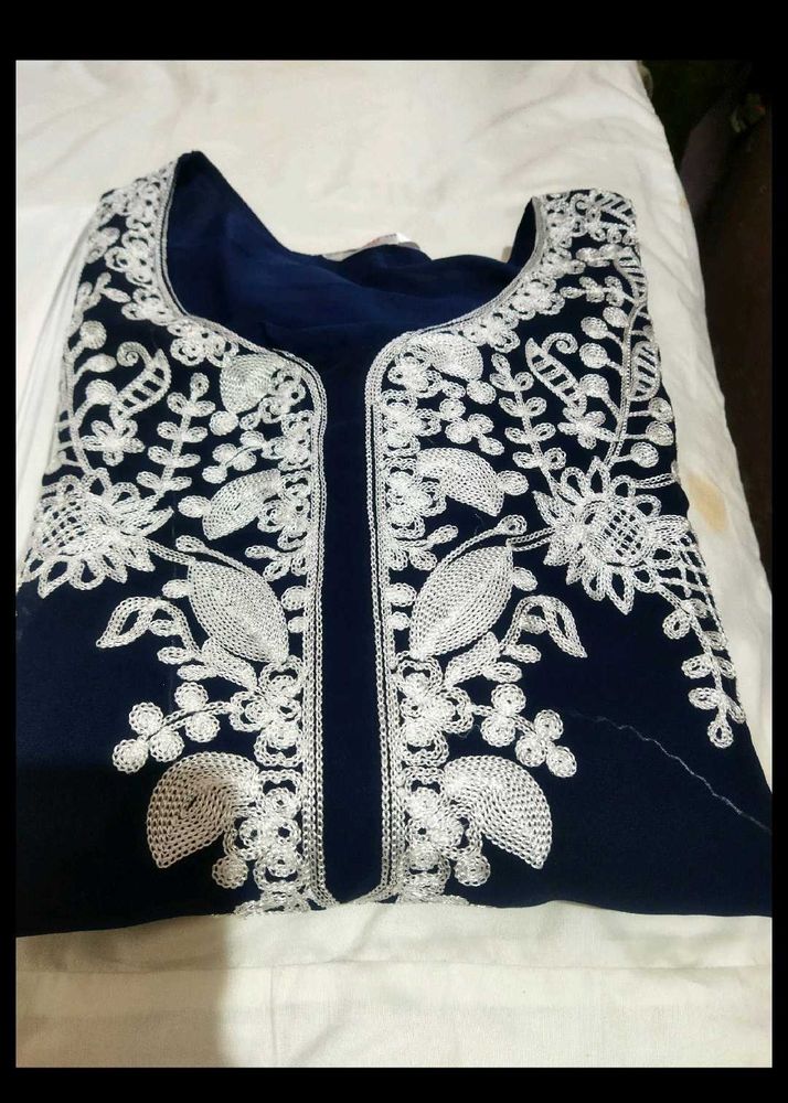 Navy Blue Embroidered Tunic