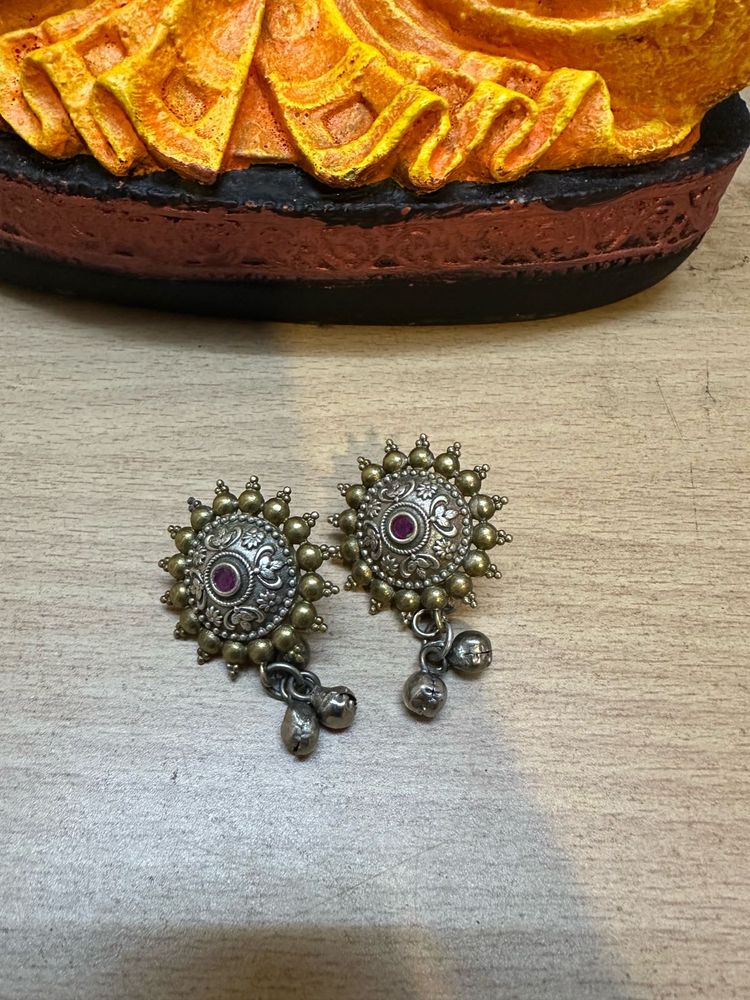 Voylla Oxidised Silver Plated Earrings