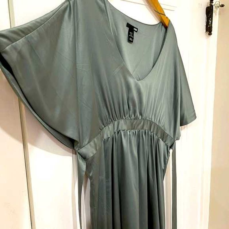 H&amp;M Satin Sage Mint Green Dress
