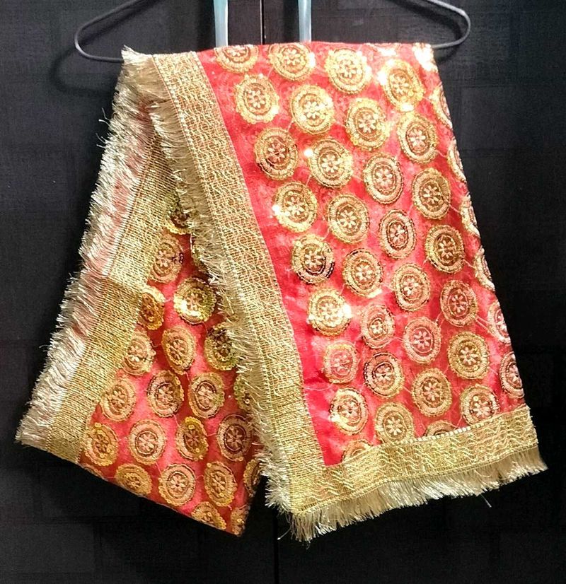 RED &amp; GOLD  CHUNNI/CHUNRI