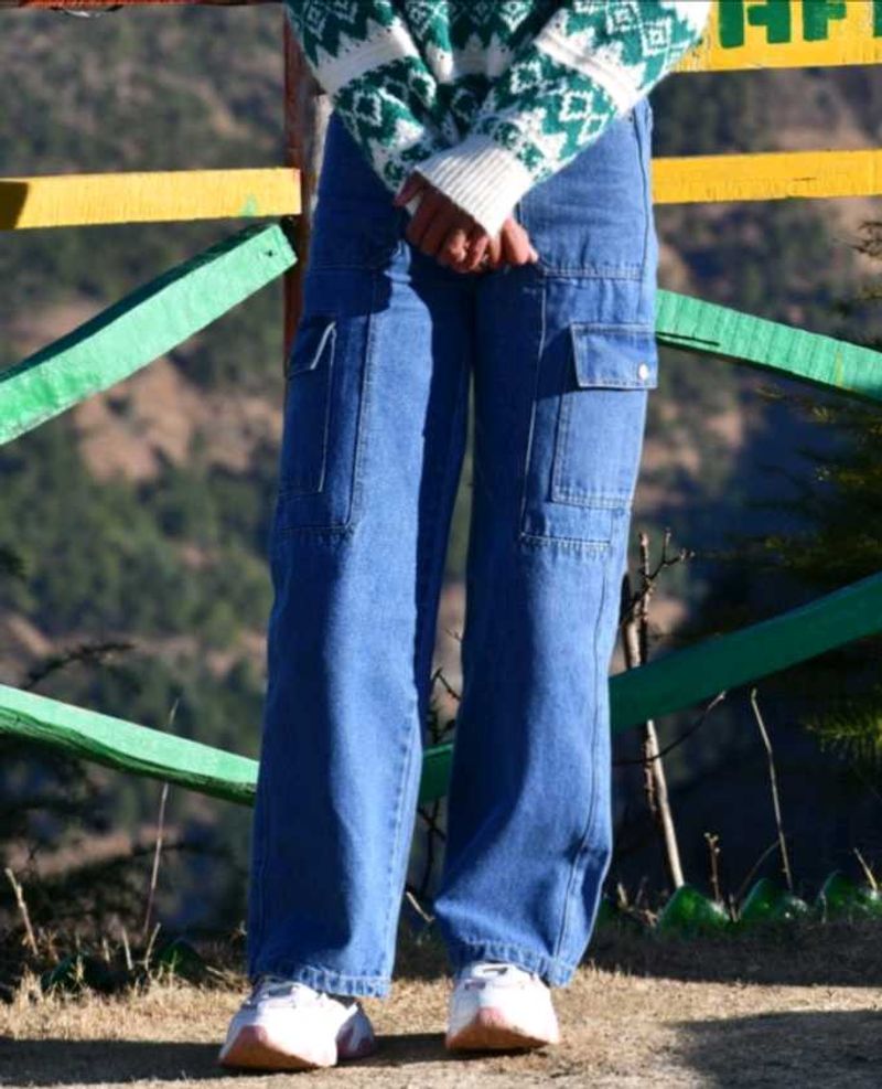 Blue Denim Cargo Pants