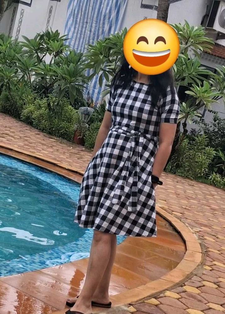 New Checkered Black &amp; White Dress