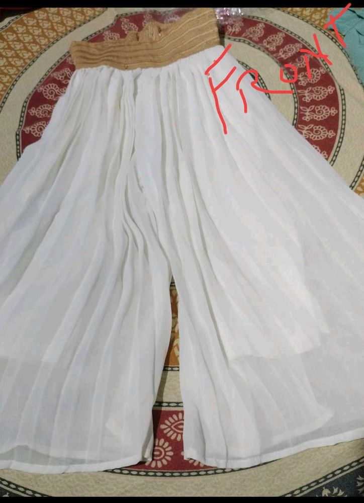 Flowy White Palazzo Pants