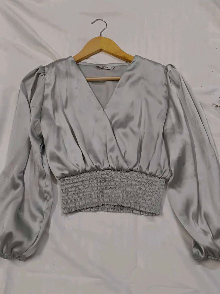 Silver Metallic Crop Top