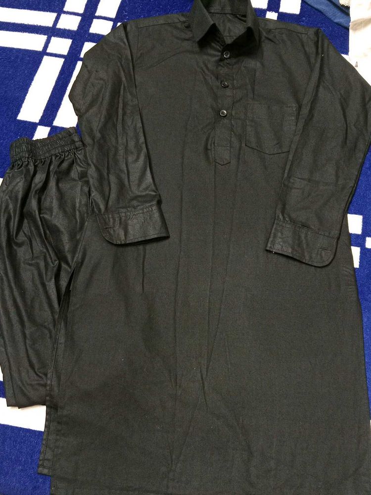 Boy's Black Kurta Pajama Set
