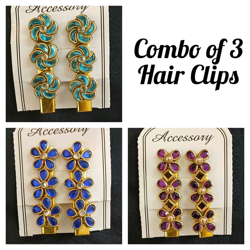KUNDAN STONES HAIR CLIPS FOR KIDS