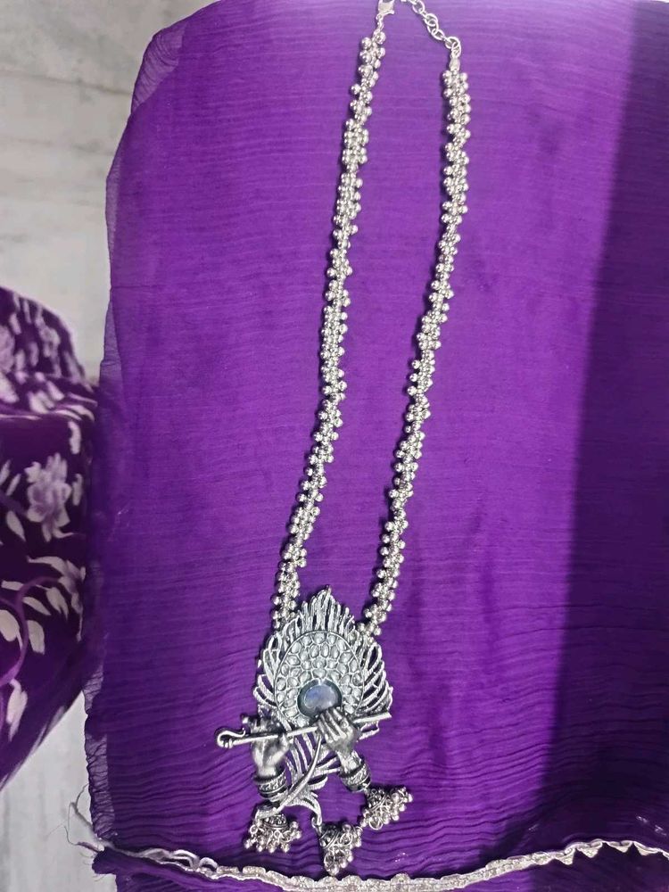 Krishna Flute Silver Necklace