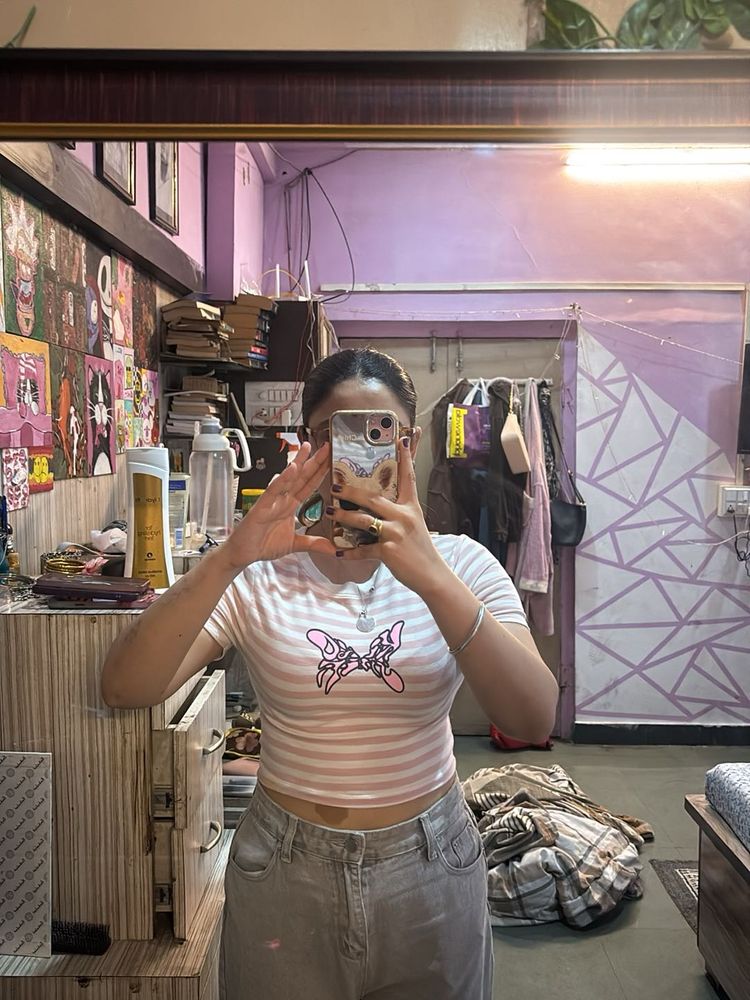 White Graphic Crop Top