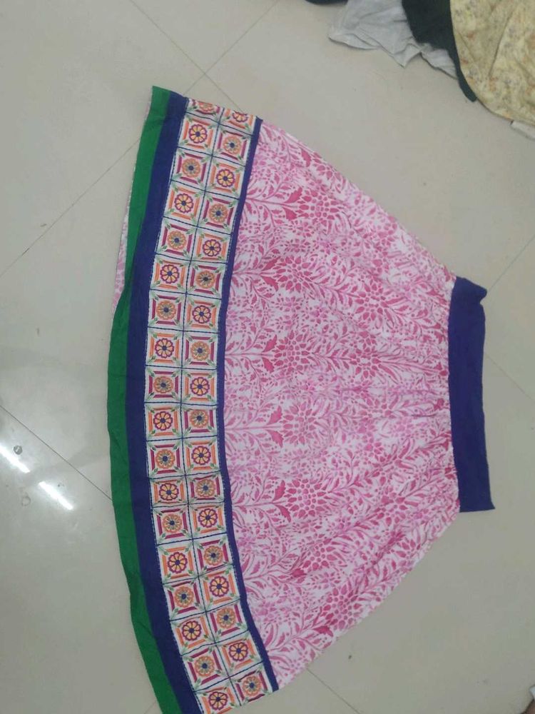 Pink Floral Print Ethnic Skirt