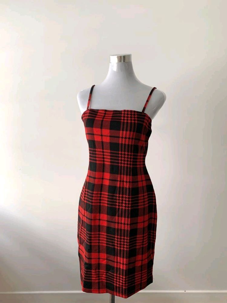 Red &amp; Black Plaid Mini Dress