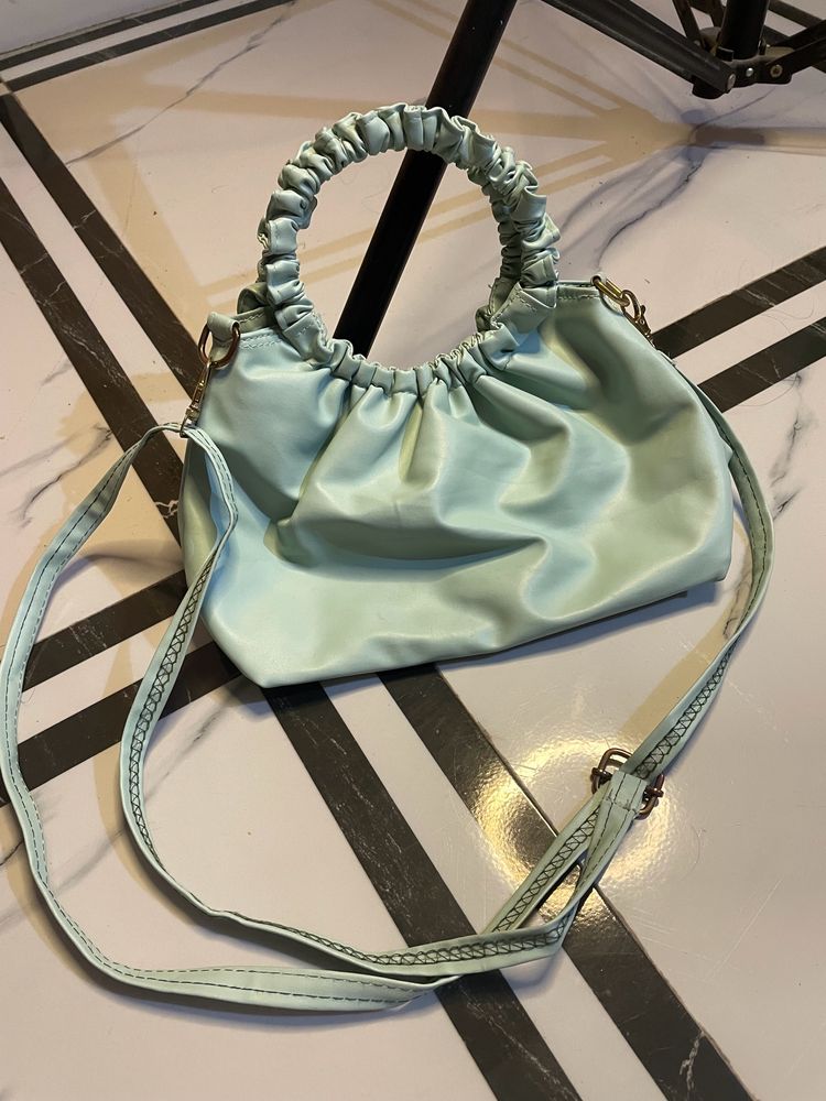Mint Green Ruched Handle Bag