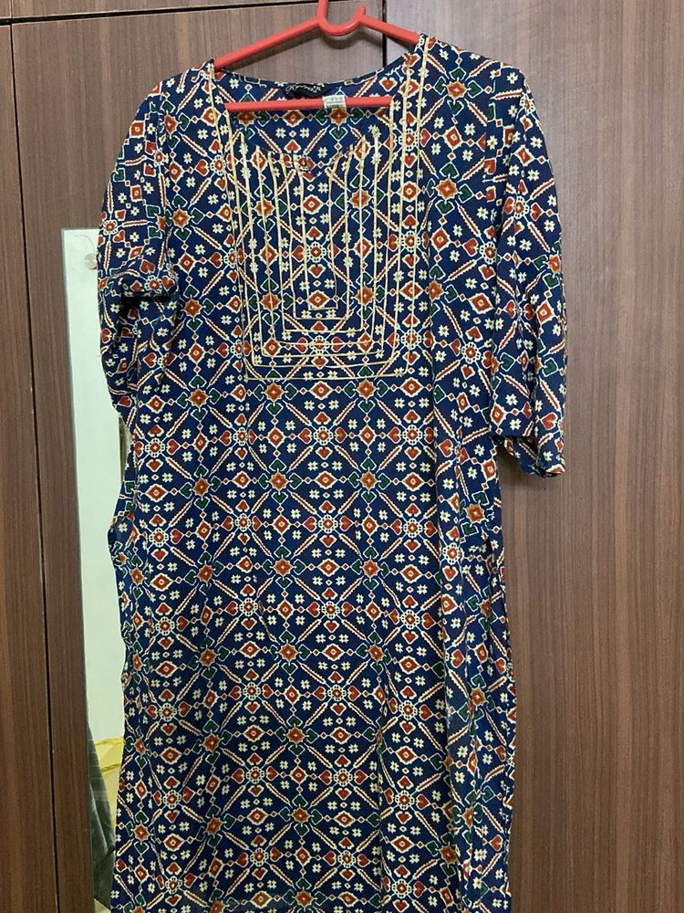 Printed Blue Kurta