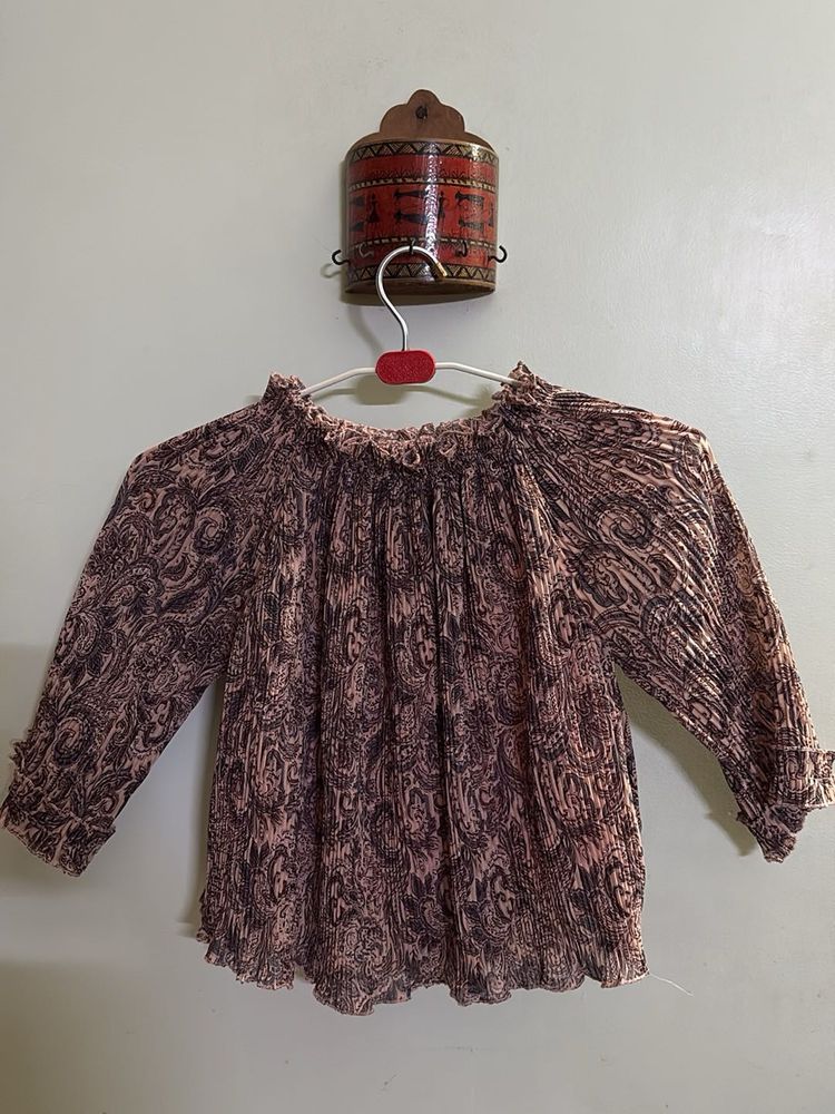 Brown Printed Top