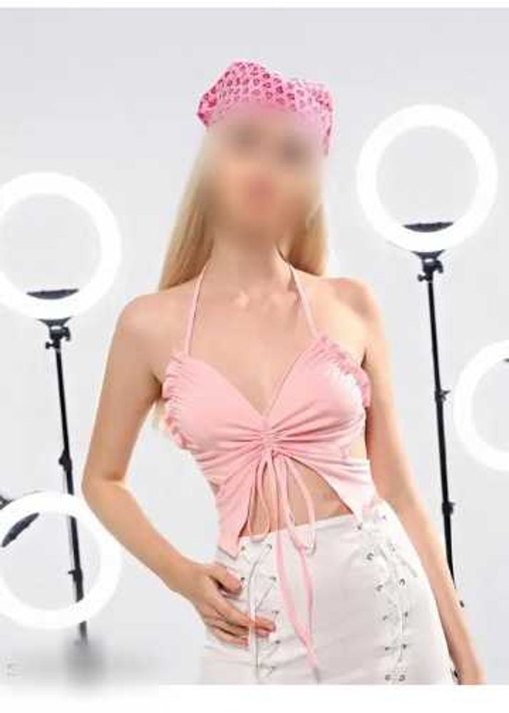 Pink Halter Top with Ruffles