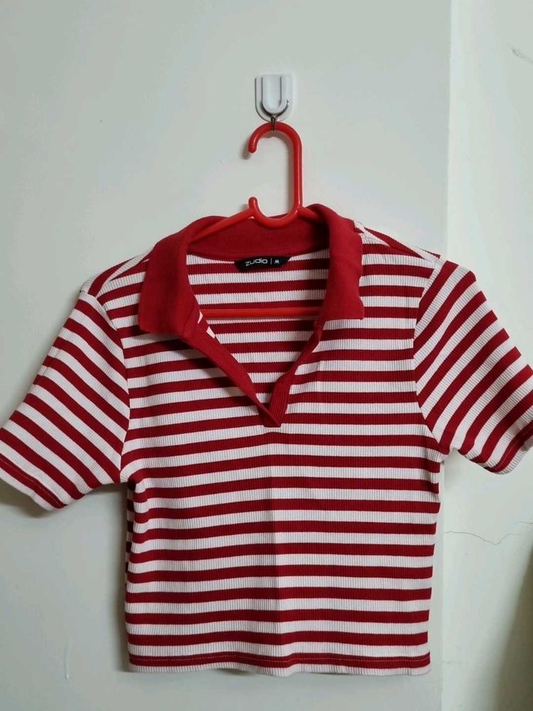 Red Striped Zudio T Shirt