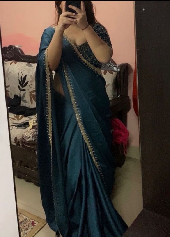 Satin party wear saree