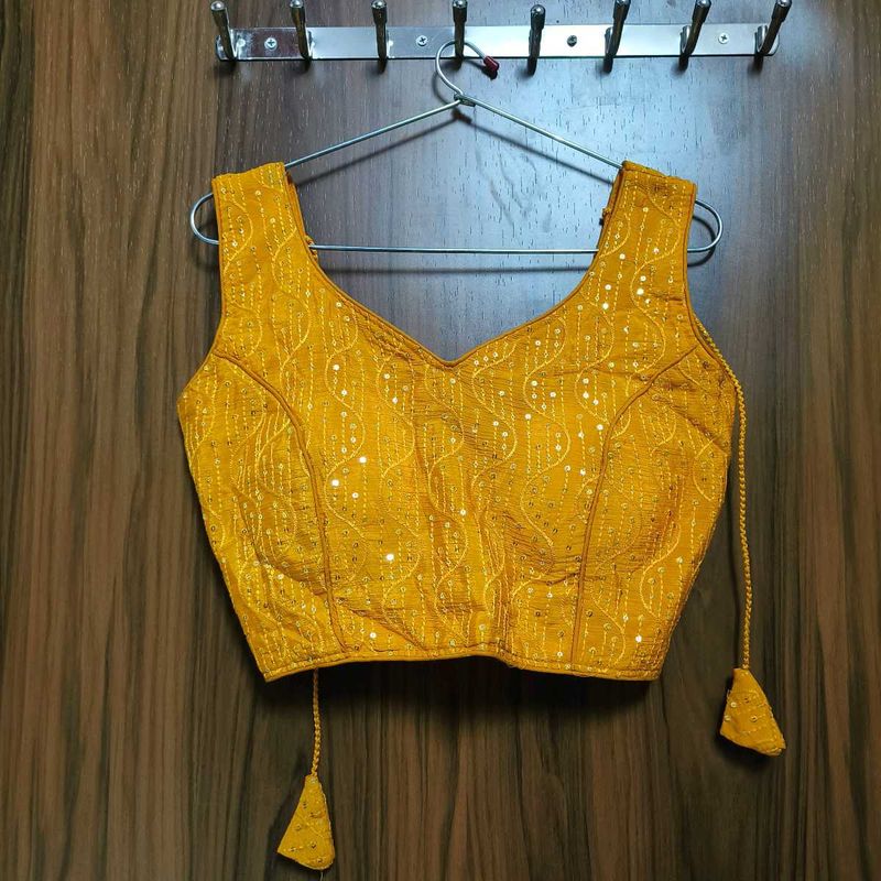 Yellow Embellished Padded Blouse