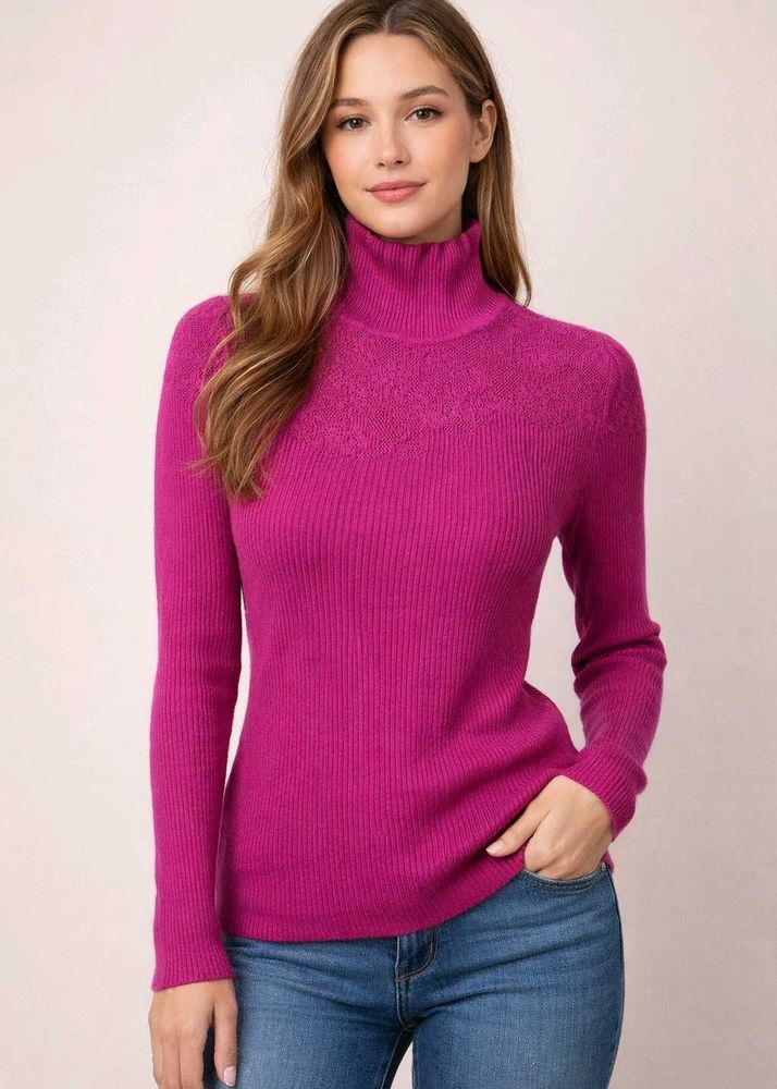 Magenta Turtleneck Sweater