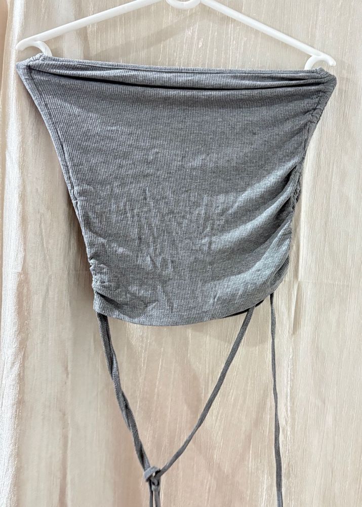 Gray Tie-Back Tube Top