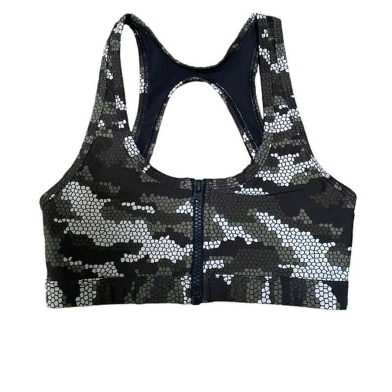 Camo Zip-Front Sports Bra