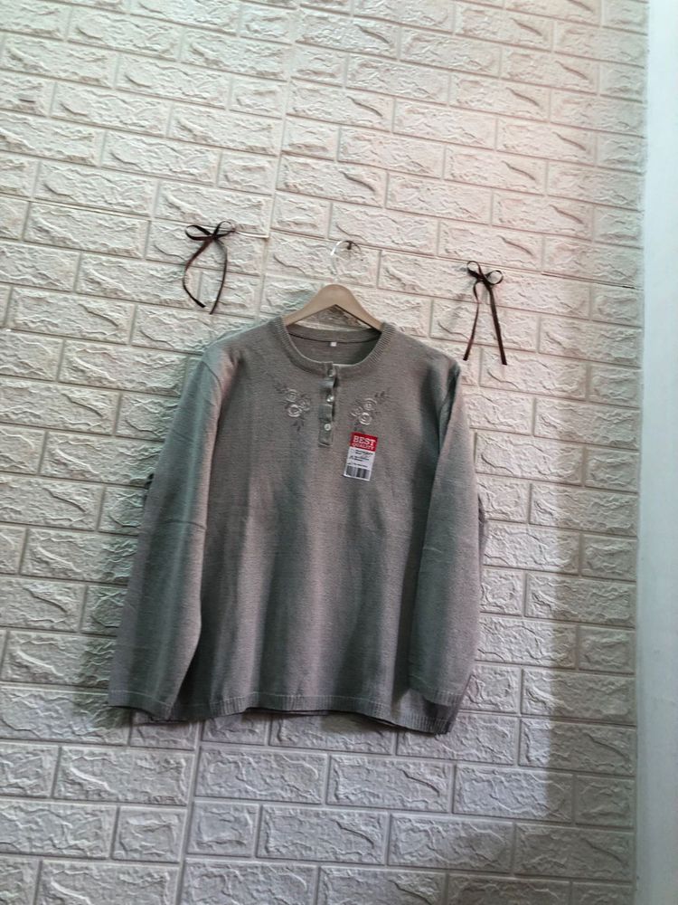 Embroidered Grey Pullover🇺🇸