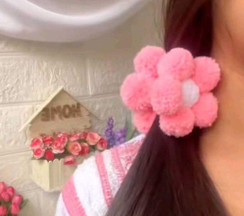 Pink Flower Hair Tie