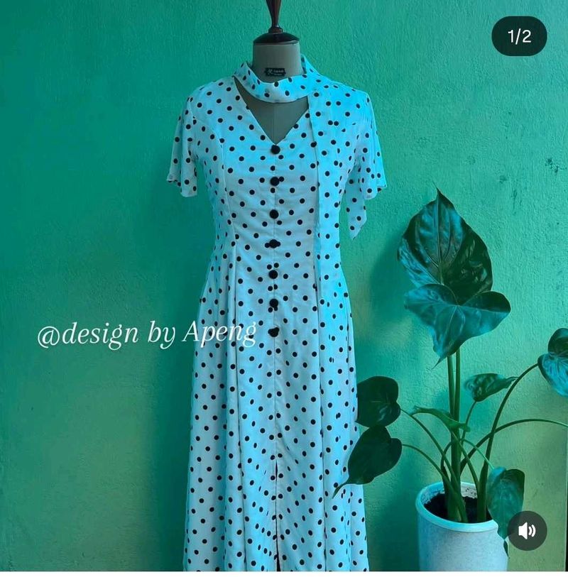 Vintage Polka Dot Maxi Dress