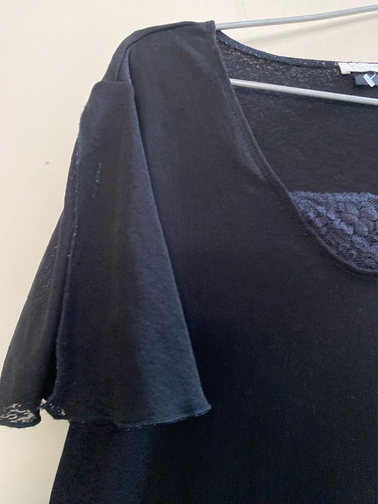 Black Lace Trim Top