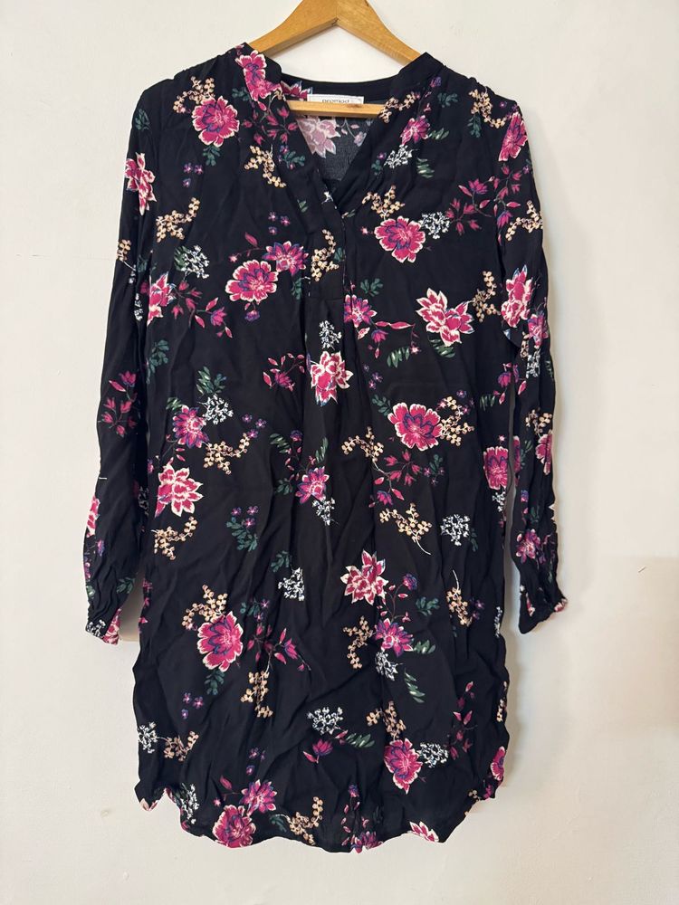 Floral Print Tunic Dress 🌺🐝🖤