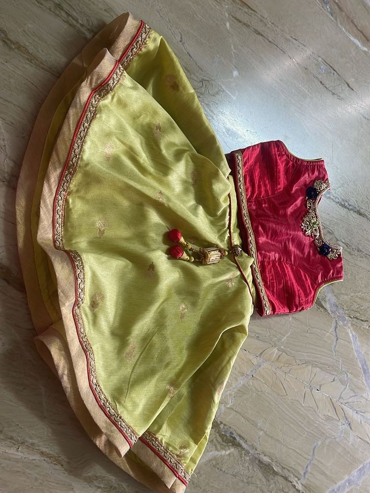 Never Worn Cute Yellow And Red Lehenga For 1-2yrs