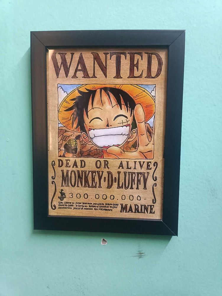 (New!) One Piece Luffy Wanted Poster (Framed)