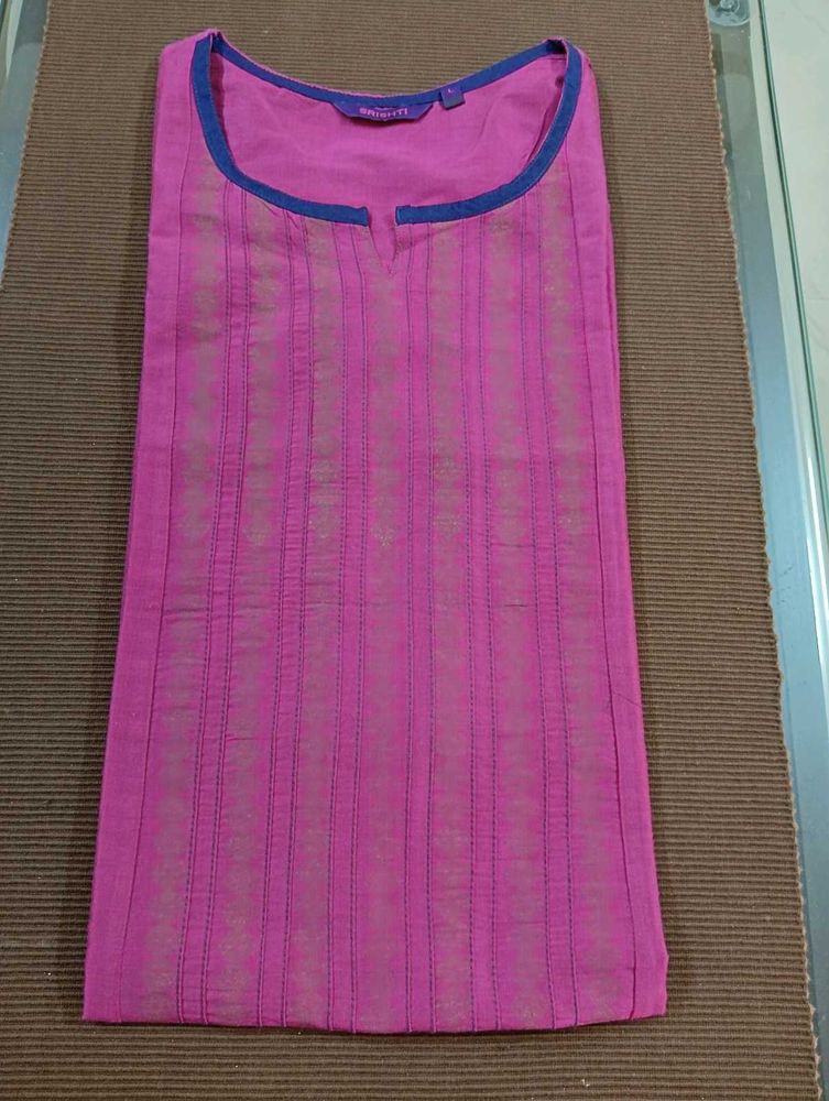 Magenta Kurti With Blue Border