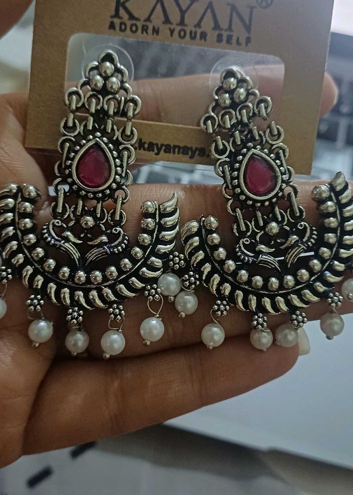 Kayan Silver Tone Earrings