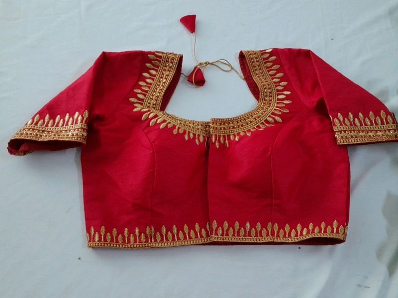 Party Wear Red Embroidered Blouse