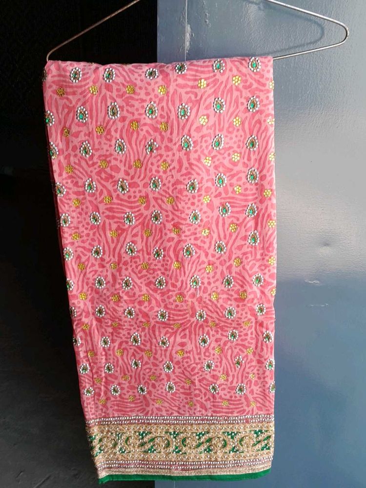 Pink Embellished Unstiched Suit