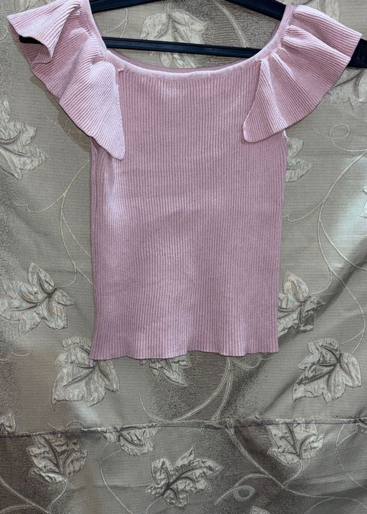 Pink Cut Sleeve Top