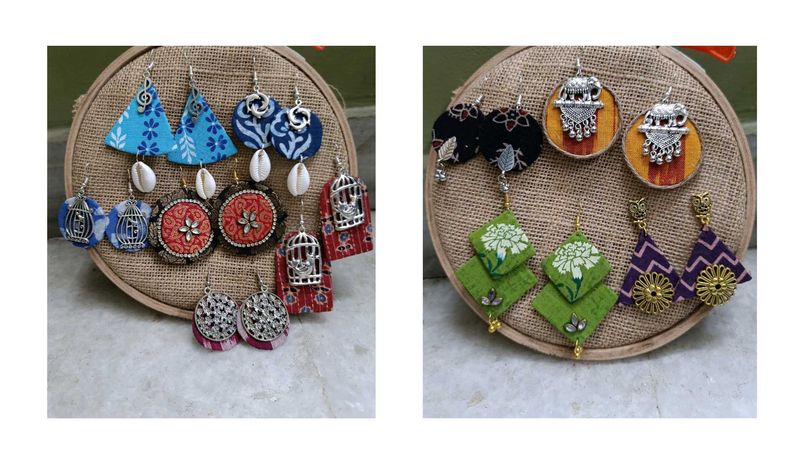 Fabric Earrings 10 Pairs