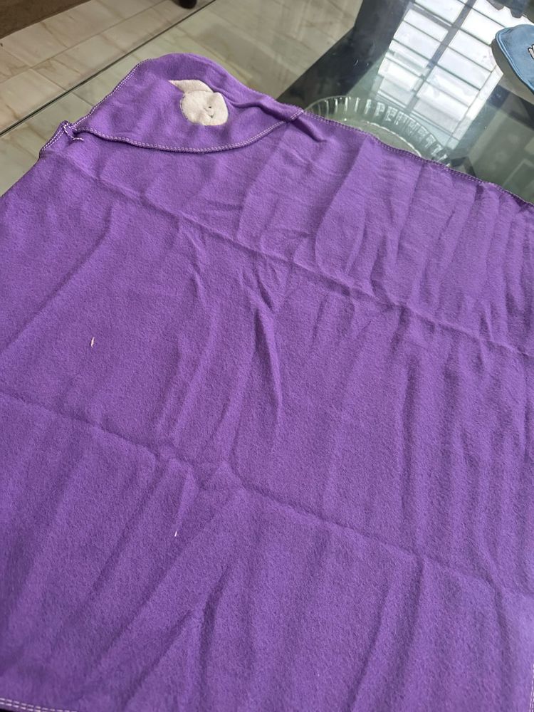 Purple Hooded Baby Towel