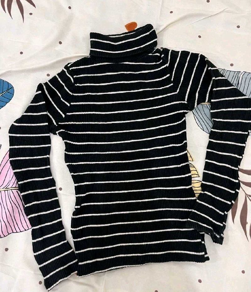 Striped Turtleneck Top