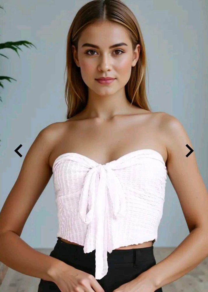 Chic White Tie-Front Tube Top